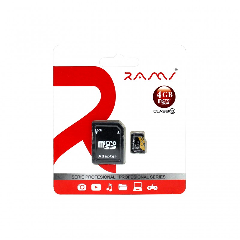 Tarjeta Micro SD de 4GB con Adaptador de clase 10 de Rams.